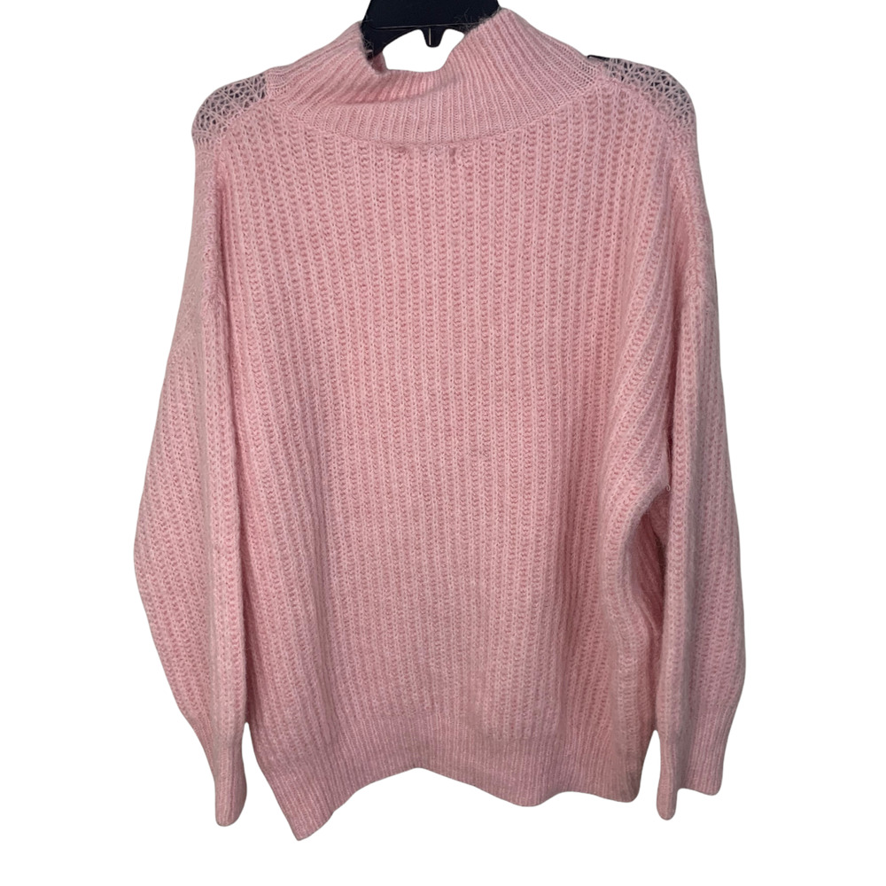 FRNCH Mock Neck LIGHT PINK ribbed Sweater size S/M NWT $94 - Picture 3 of 6